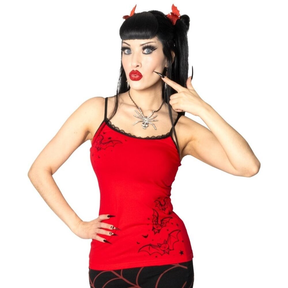 Kreepsville Red Bat Outlines Cami Tank Top Camisole Gothic S -L-XL-2XL-3XL NWT - Picture 2 of 5